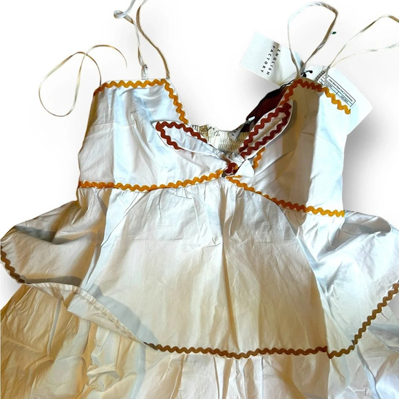 English Factory Colorblock Wave Trim 3 Tiered Dress White Ruffle NWT Size Small - Picture 11 of 12